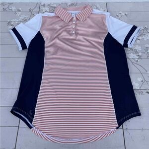 Lole Red and White Striped Collared Shirt